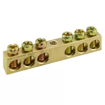 Шина PEN TS-0609C 6х9 6 отверстий крепление по центру Энергия - Электрика, НВА - Щитки и аксессуары для монтажа - Шины нулевые - . Магазин оборудования для автономного и резервного электропитания Ekosolar.ru в Димитровграде