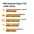 ИБП Энергия Гарант 750 + Аккумулятор S 40 Ач - 12В (450Вт - 49мин) - ИБП и АКБ - ИБП для котлов - . Магазин оборудования для автономного и резервного электропитания Ekosolar.ru в Димитровграде