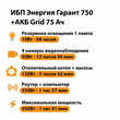 ИБП для котла Энергия Гарант 750 + Аккумулятор Grid 75 Ah 12 v (450Вт - 91мин) - ИБП и АКБ - ИБП для котлов - . Магазин оборудования для автономного и резервного электропитания Ekosolar.ru в Димитровграде