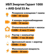 ИБП для котла Энергия Гарант 1000 + Аккумулятор Grid 55 Ah 12 v (600Вт - 50мин) - ИБП и АКБ - ИБП для котлов - . Магазин оборудования для автономного и резервного электропитания Ekosolar.ru в Димитровграде